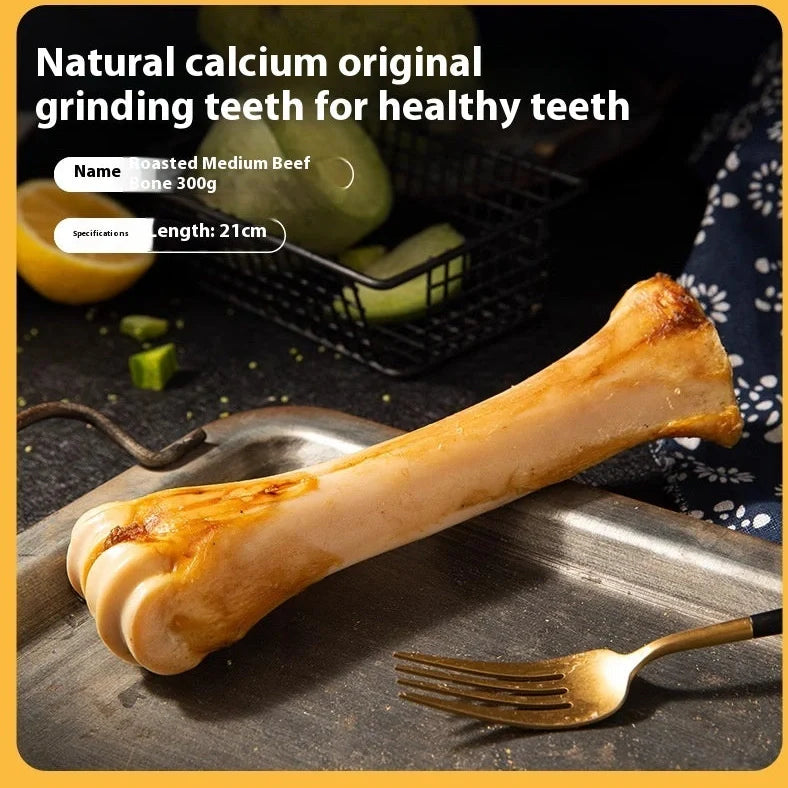 Puppy molar rod with textured surface for teeth cleaning and calcium supplementation