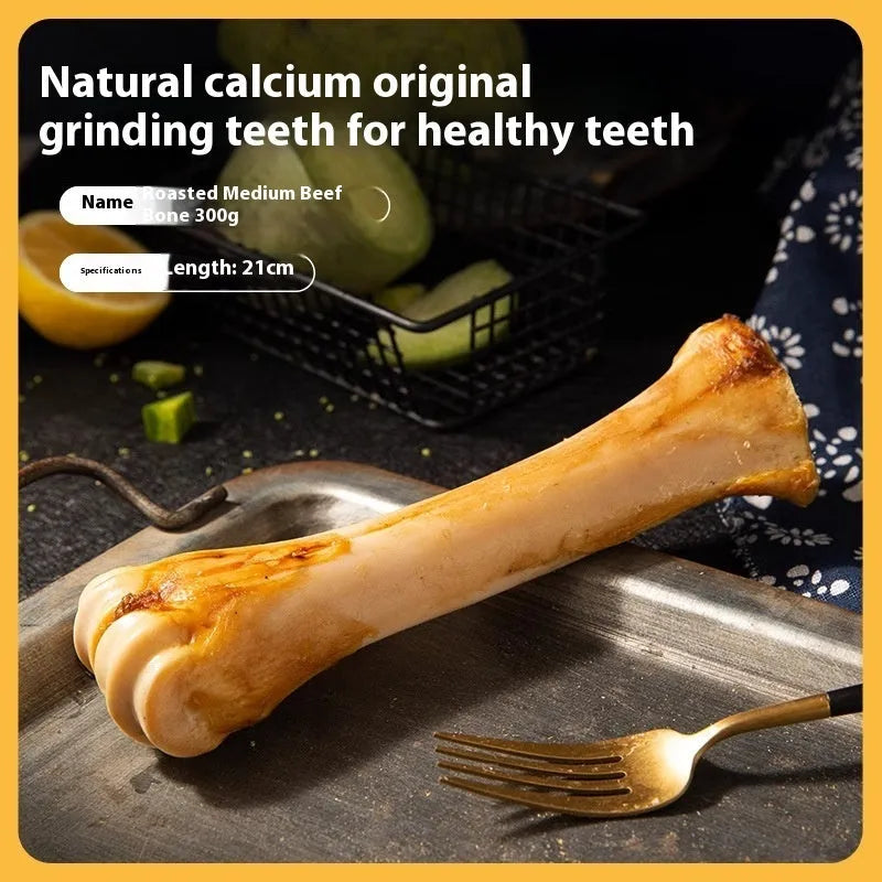 Pet molar rod dental chew for dogs in three sizes with high-calcium formulation and roasted ox bone flavour