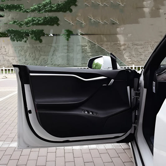Carbon fibre anti-scratch protective film for Tesla Model S car doors in four-piece package
