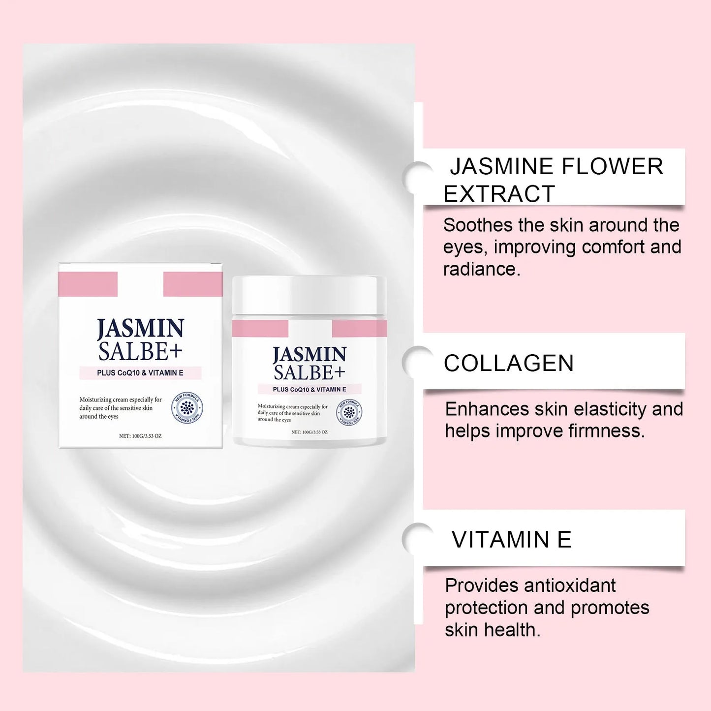 Collagen Light Wrinkle Eye Cream in 100g jar for fine lines and dry skin