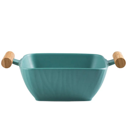 Porcelain ceramic bowl with irregular shape and matching lid in choice of four colours