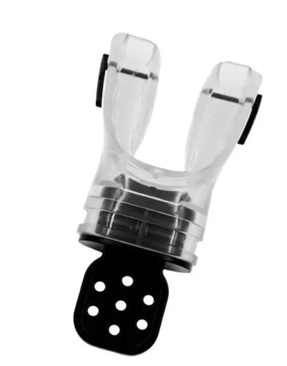 Plastic-free 110mm silicone diving mouthpiece in various solid and transparent colours.