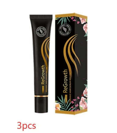 Rejuvenating Organic Hair Serum with roller applicator and natural ingredients for hair and scalp nourishment