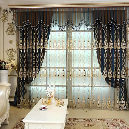 Italian flannel embossed embroidered window screen with plant patterns and full shading capability