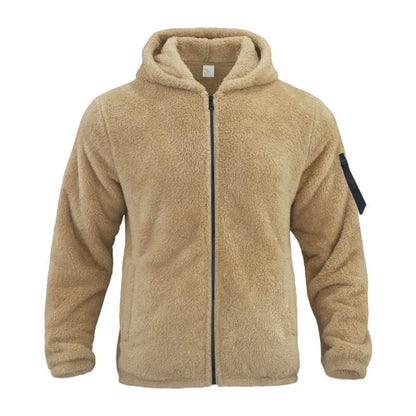 Cozy hooded fleece jacket in a variety of classic colors for men's autumn and winter wear