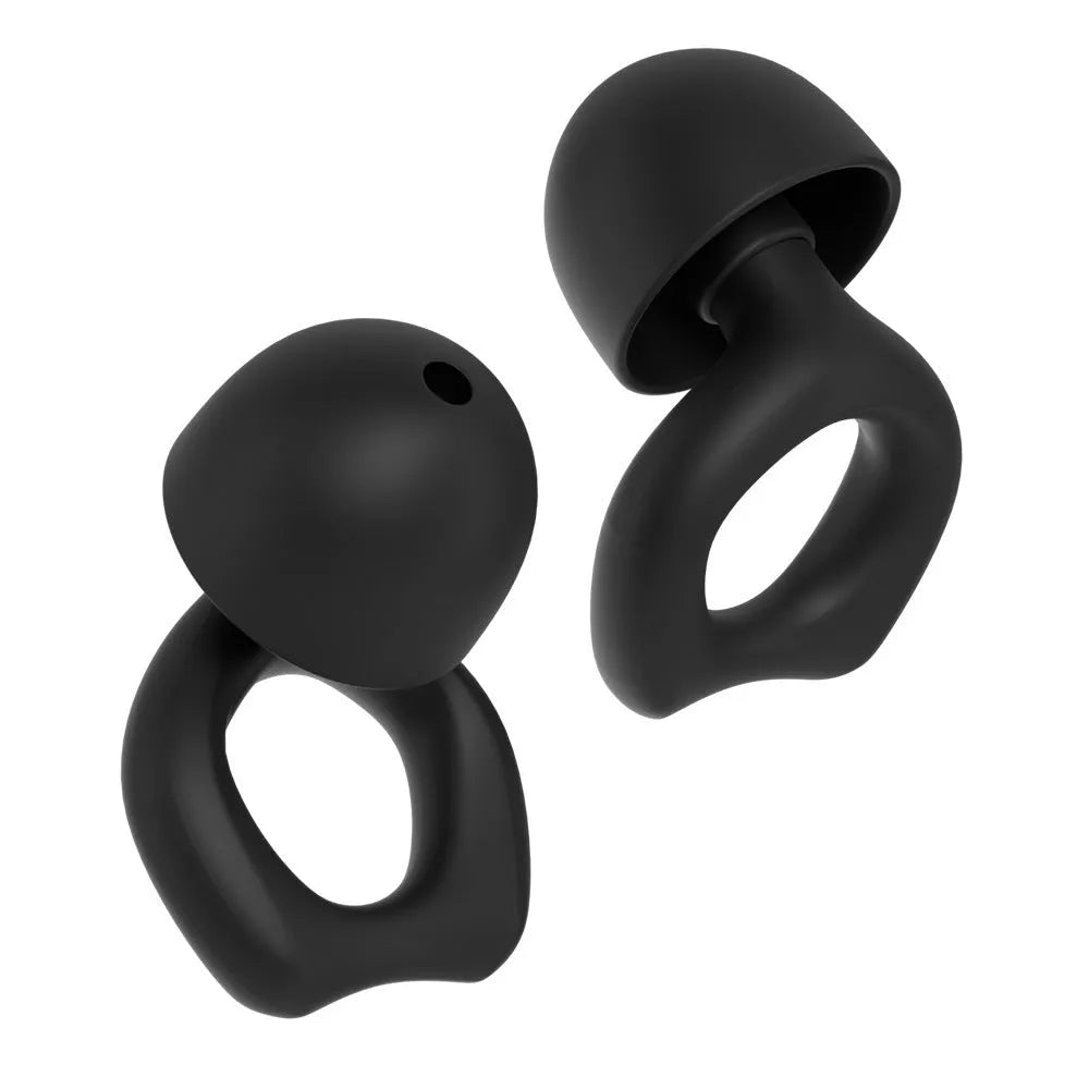 A pair of silicone soundproof earplugs in one of five colours: black, blue, green, purple, or white.