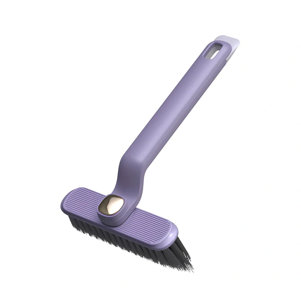 Rotating dual-head gap cleaning brush for tile stains in purple, white or brown
