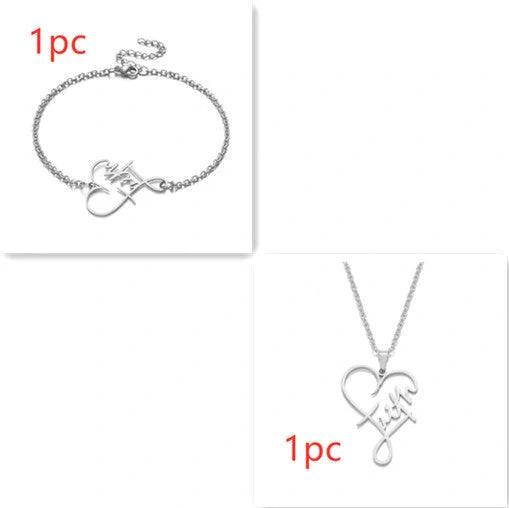 Heart of Faith Pendant Necklace in stainless steel with adjustable 50cm chain