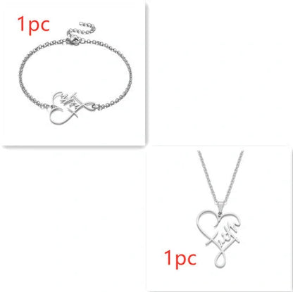 Heart of Faith Pendant Necklace in stainless steel with adjustable 50cm chain