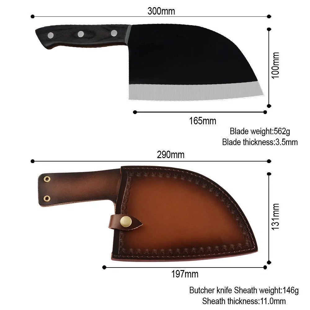 Premium stainless steel butcher knife with a wooden handle, perfect for home chefs who want to elevate their cooking experience.