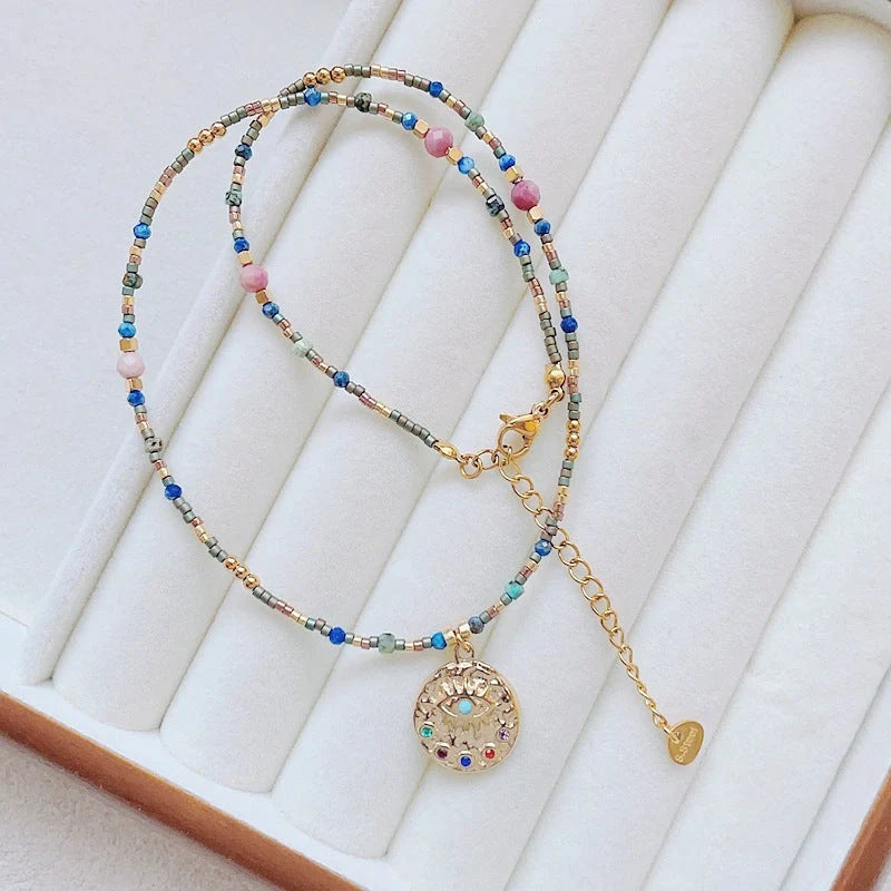 Geometric Maillard color necklace for women with various pendant options