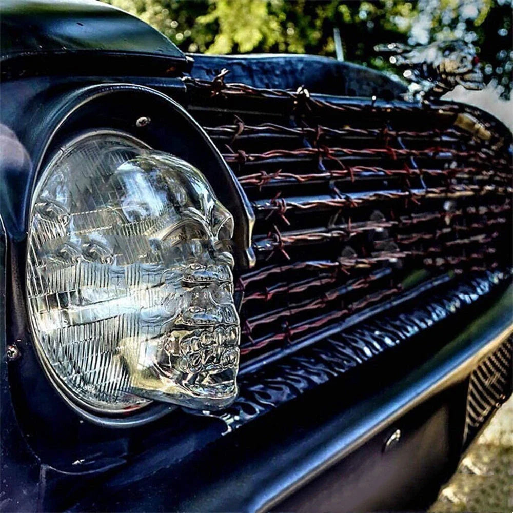 Skull-themed headlight covers made of durable polycarbonate plastic for cars, trucks, and motorcycles