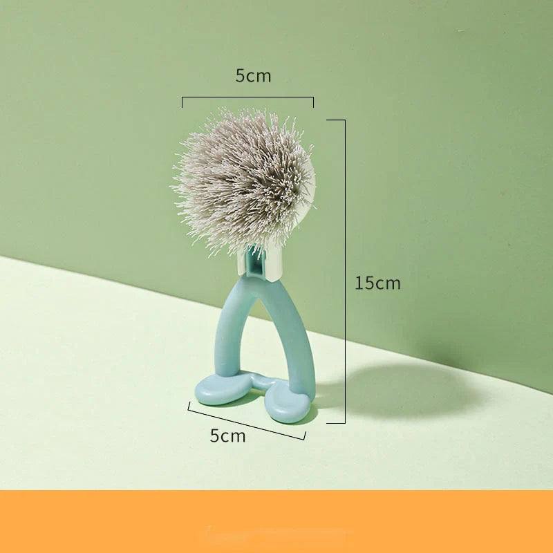 Vertical pot brush with durable bristles for non-stick cookware, available in black and white