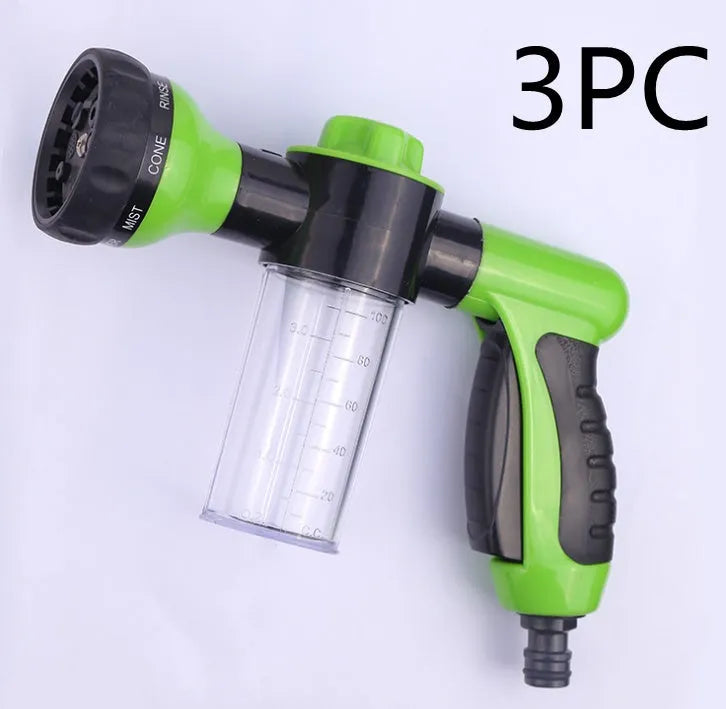 Green high-pressure foam spray gun with adjustable nozzle for car and household cleaning