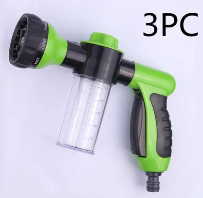 Green high-pressure foam spray gun with adjustable nozzle for car and household cleaning