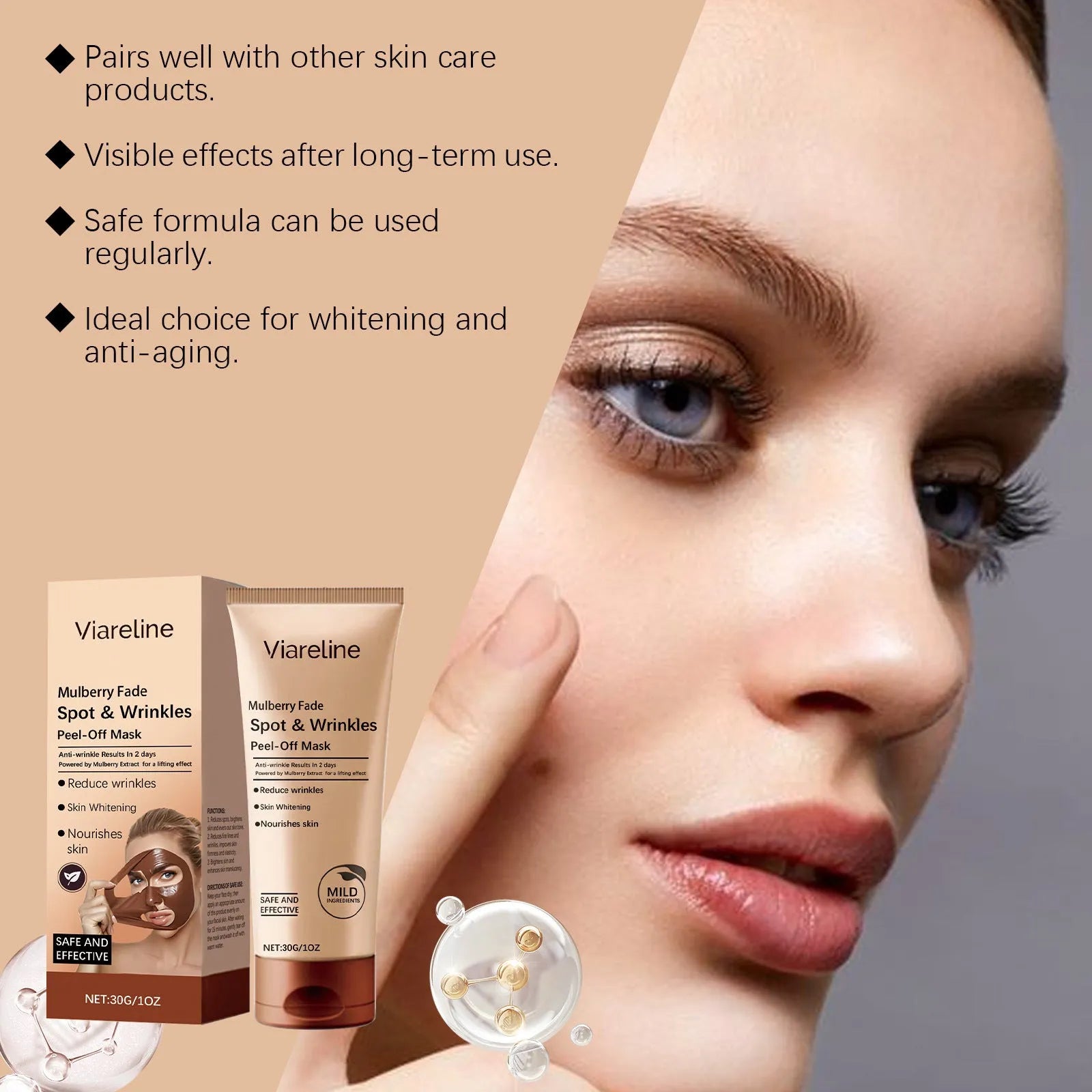 30g facial sheet mask for wrinkle reduction and skin brightening