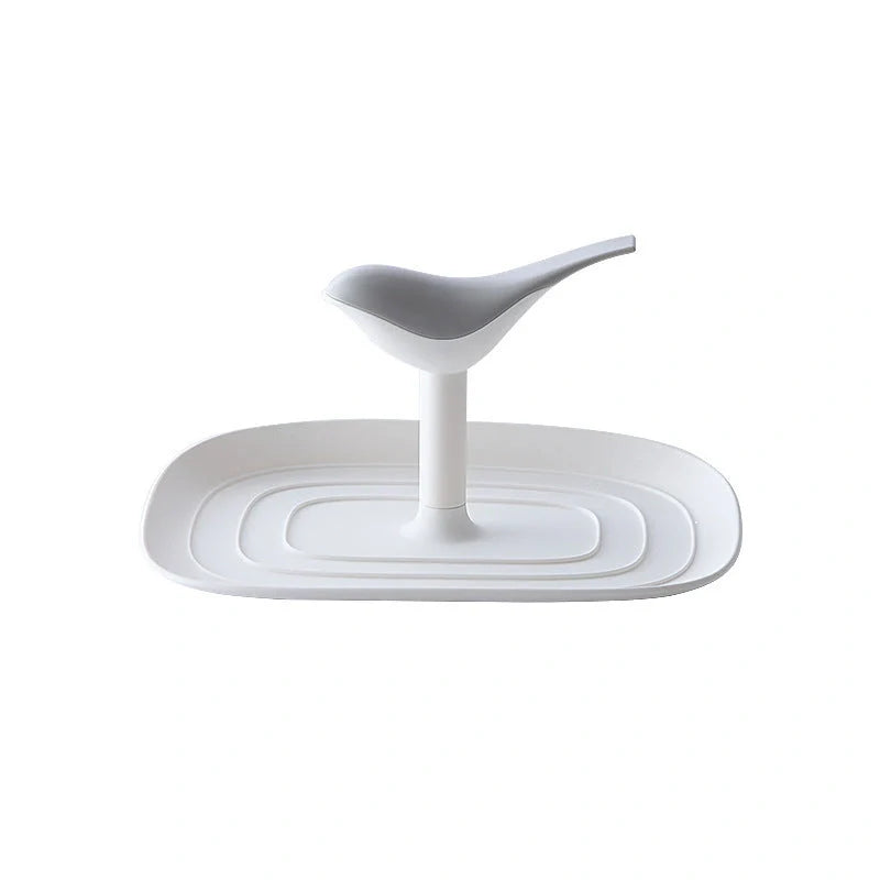 Nordic wall-mounted pot lid and cooking spoon holder with drain tray in green, pink, blue, and white