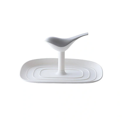 Nordic wall-mounted pot lid and cooking spoon holder with drain tray in green, pink, blue, and white