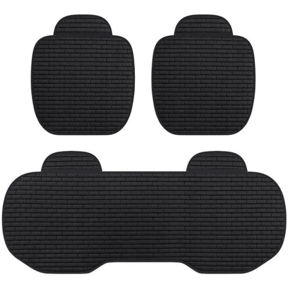 Linen car seat cushion three-piece protective pad with ventilation and sponge filler in black, black and red, grey, brown, or beige
