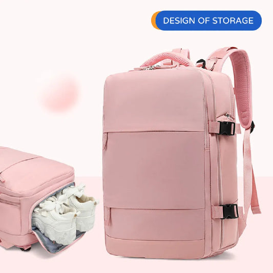 Large capacity waterproof mummy backpack in mint green colour with nylon material and 30-litre storage