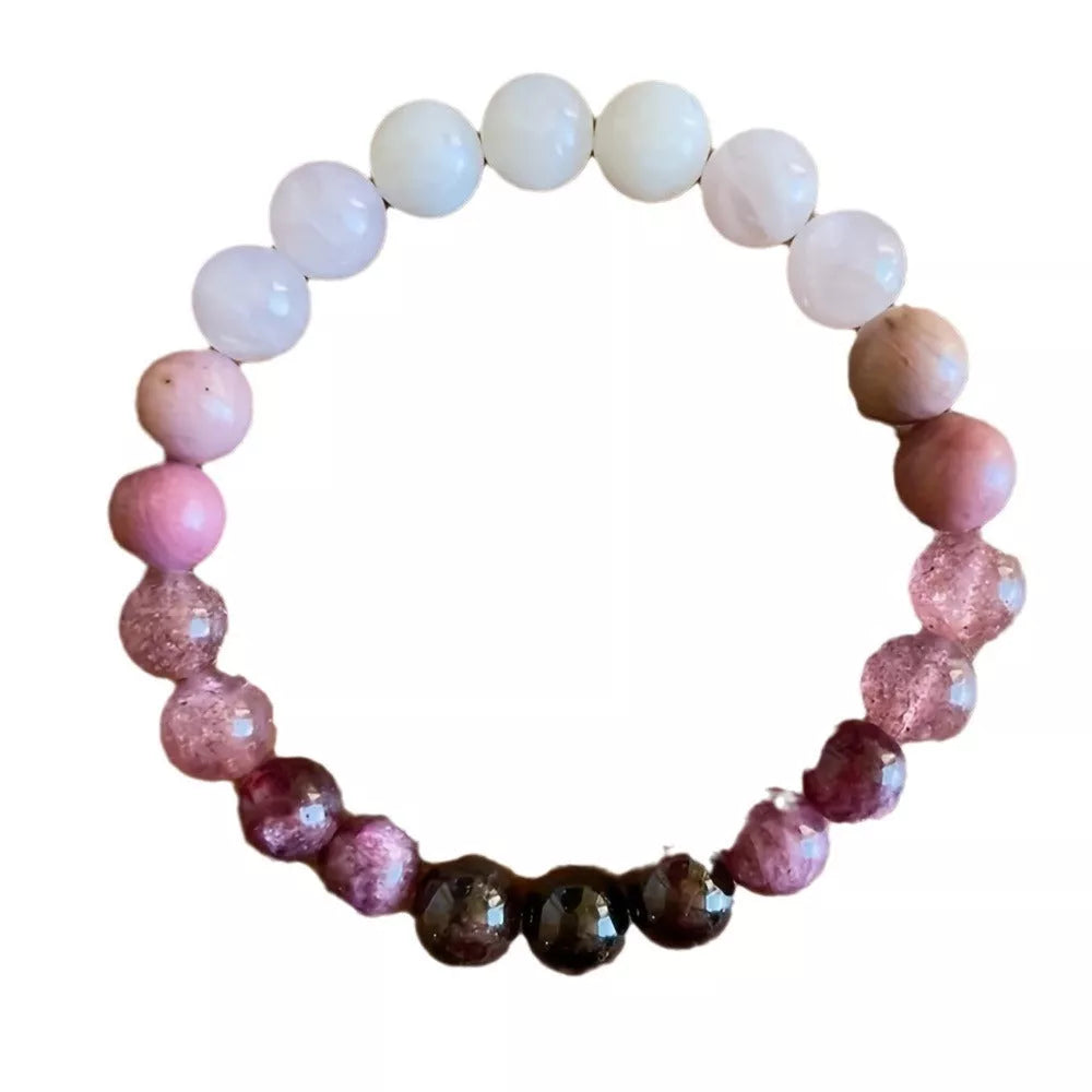 Peach Blossom Natural Stone Bracelet for women with mixed materials and unique stones