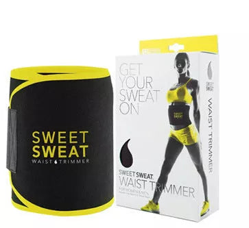 Women's neoprene sweat belt for fitness, available in yellow, red, and black