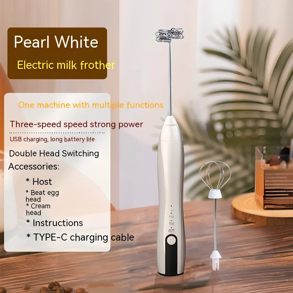 Stainless steel handheld electric whisk with wireless design and multiple speed settings for kitchen use