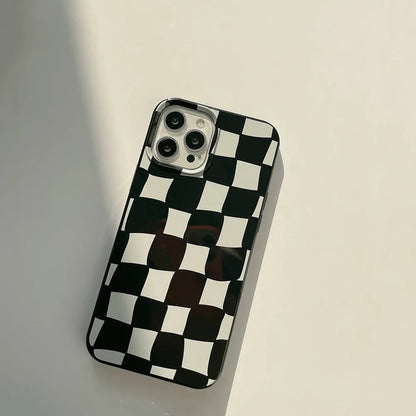 Lattice Case 13 TPU back cover with bright black twisted grid pattern for iPhone models