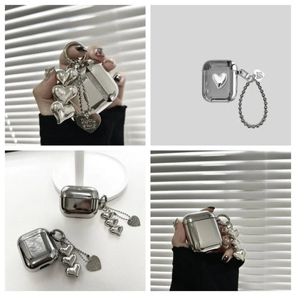 Electroplated solid colour heart pendant charm on a soft TPU iPhone case for 12, 3, Pro, Pro2 models