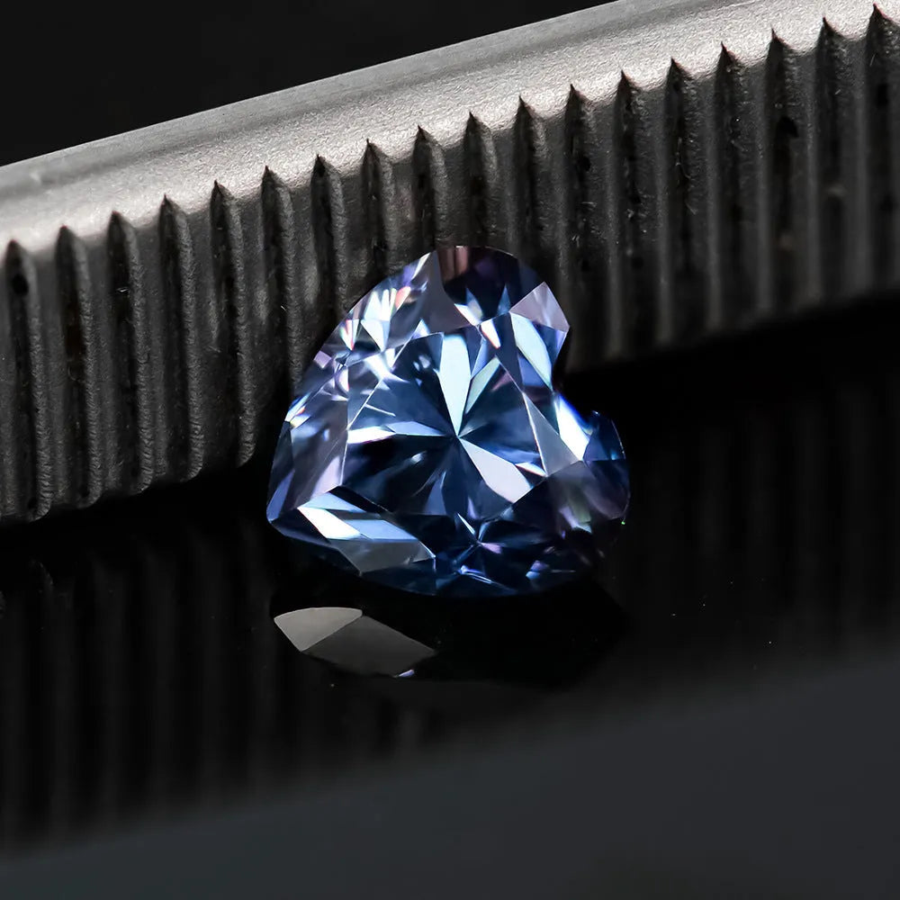 Heart-shaped moissanite stones in multiple colours and sizes for jewellery making