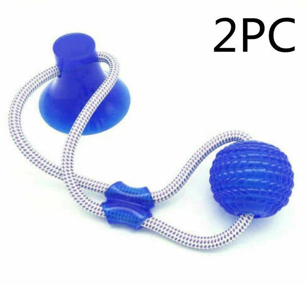 Multi-function dog chew toy with colorful rubber and cotton fiber rope for dental care and playtime