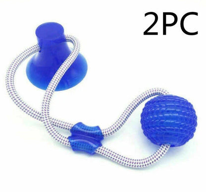 Multi-function dog chew toy with colorful rubber and cotton fiber rope for dental care and playtime