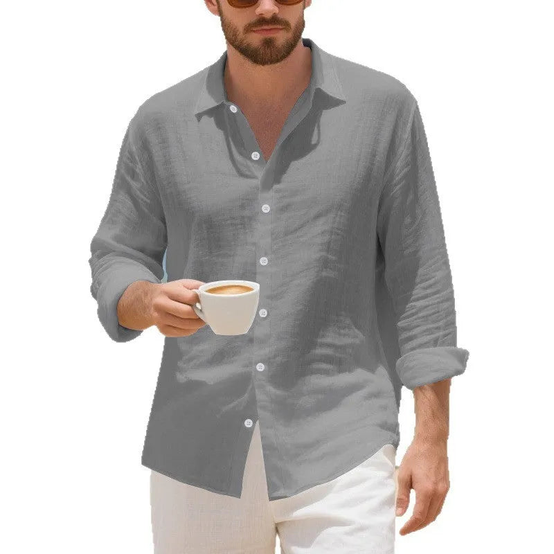 Linen American style loose casual shirt in multiple colours including Army Green and navy blue