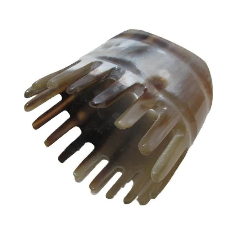 Black Buffalo Horn Meridian Massage Comb: A Wide-Toothed Comb for Scalp Stimulation and Gentle Detangling of Wet or Dry Hair