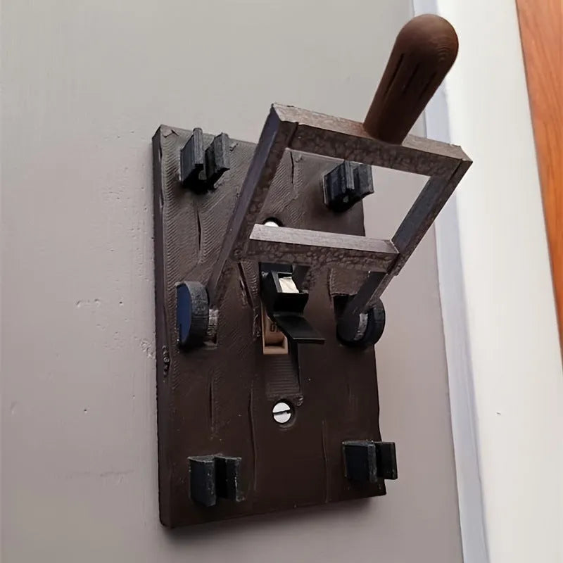 DZ1V1 single control mechanical light switch with retro-style PLA plate for exposed wall mounting