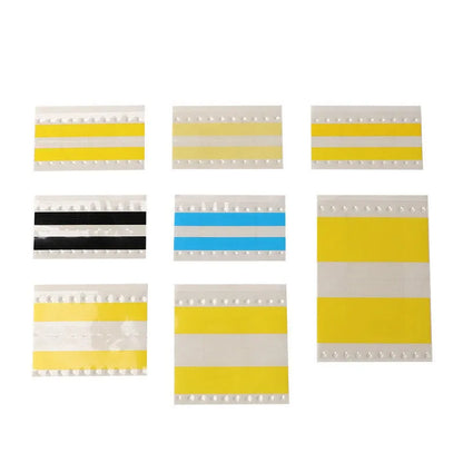 Reels of yellow, black, blue, and beige double-sided splicing tape for SMT placement machines in various widths.