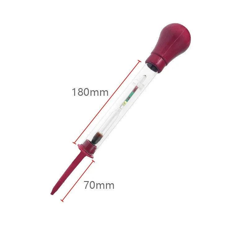 Glass electrohydraulic hydrometer for car battery acid testing, 330mm long.