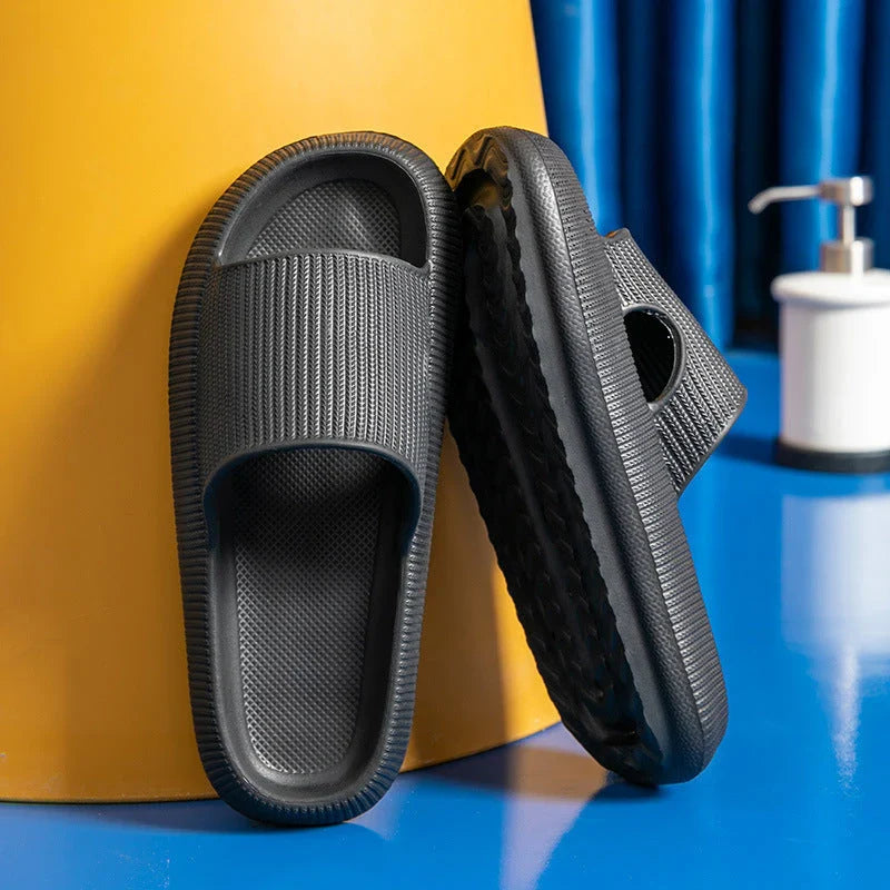 Unisex EVA slippers in various colors, including white, yellow, green, blue, black, khaki, grey, pink, and orange