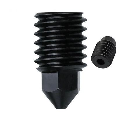 Hardened steel hot end nozzle assembly with black silicone sleeve for Bambu Lab A1 Mini 3D printer