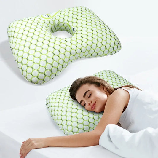 Beauty salon single hole ear pillow in Boer Gray colour, measuring 39x28x6cm with polyester fibre filling