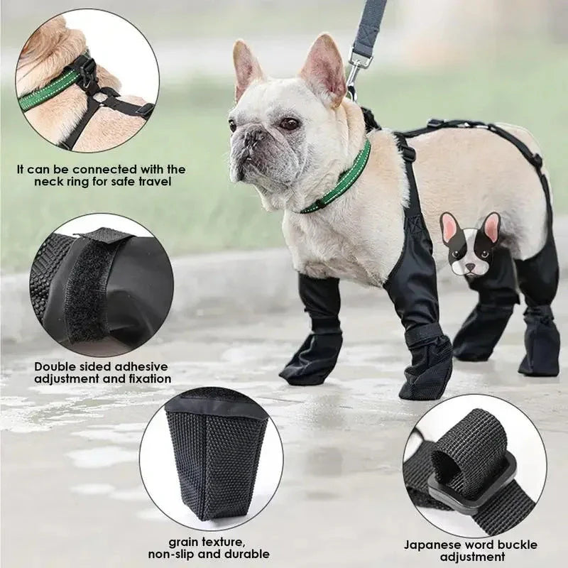 Adjustable waterproof dog boots with non-slip soles for outdoor protection