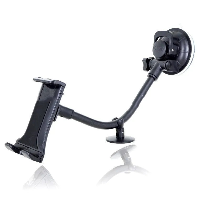 Black vehicle-mounted tablet holder with adjustable lifting mechanism for 4-12 inch tablets