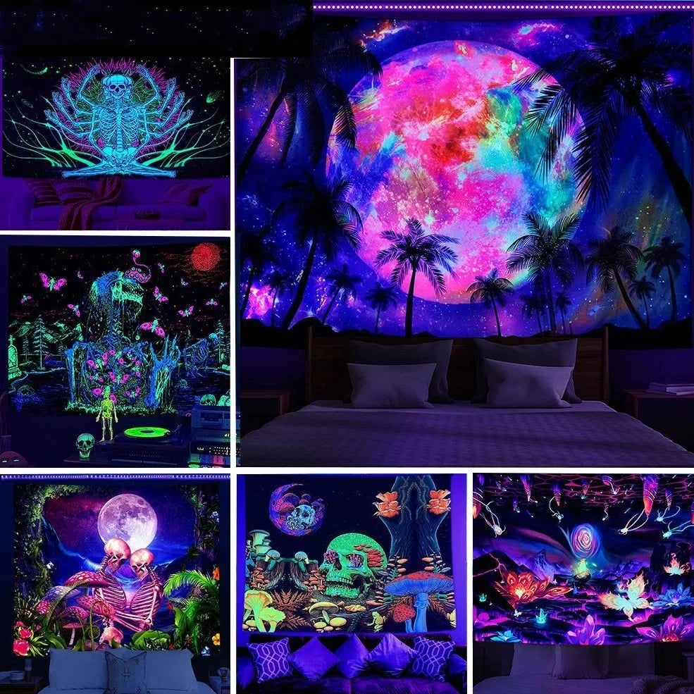 Purple geometric abstraction pattern wall decoration cloth with rectangular shape and machine-woven polyester construction