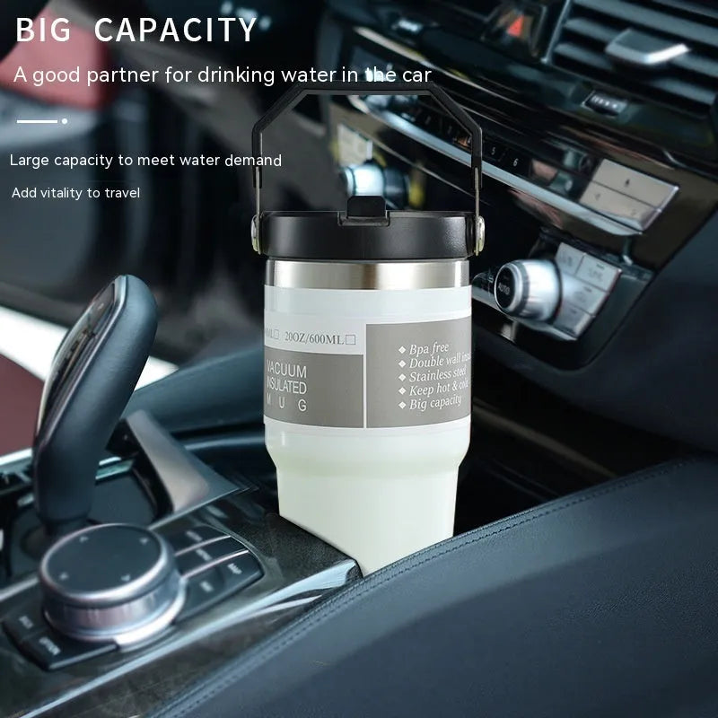 30 oz stainless steel insulated travel tumbler with handle cover in dark pink colour