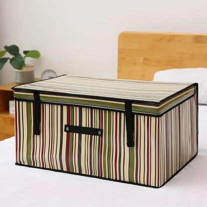 Fabric foldable storage box in light grey with dimensions 40×30×25cm showing folded and unfolded states
