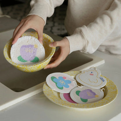 Bamboo fiber dish towel with cartoon patterns for kitchen cleaning