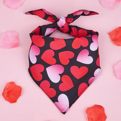 Pet dog letters pattern scarf and saliva towel in black pink red or multicolour, sizes S M L, polyester fabric