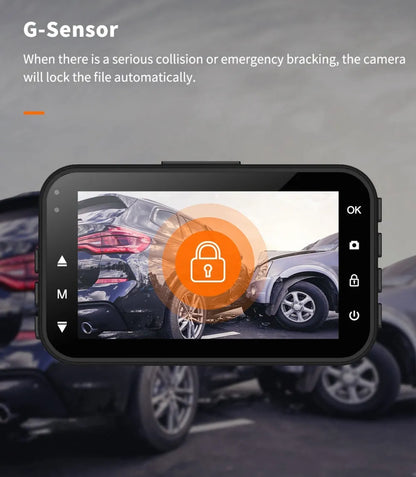 ThiEYE front and rear dash cam with 3-inch screen, suction cup mount, and rear waterproof camera.