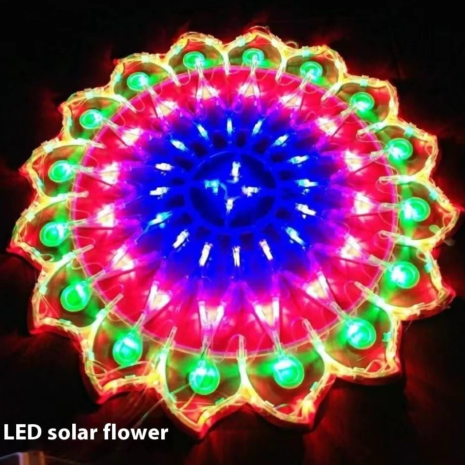 Christmas Festival outdoor string lights with peacock, love, sunflower, and star decorative elements