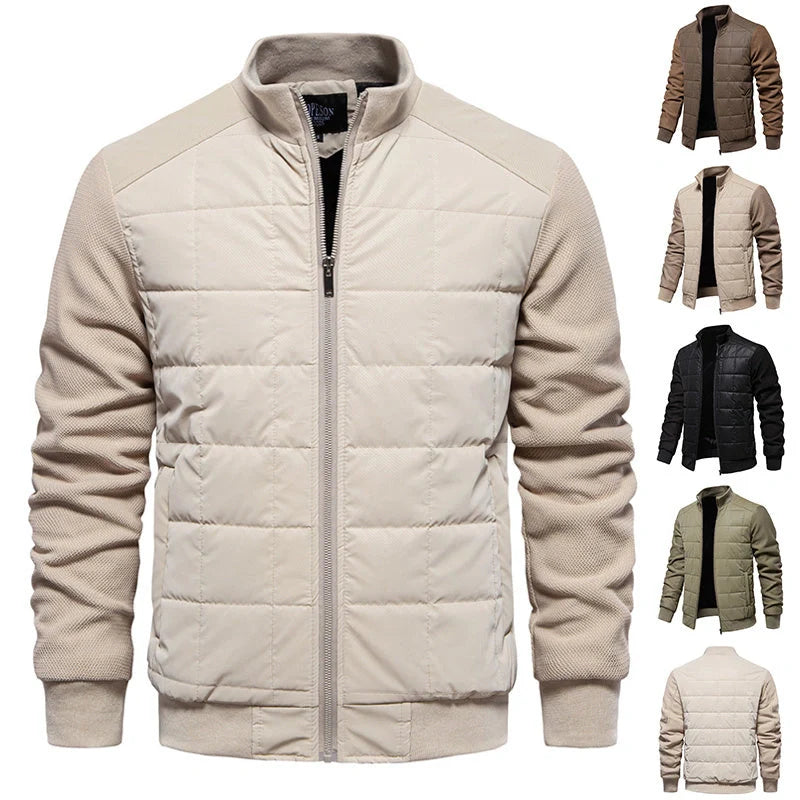 Men's stylish winter stand collar zipper jacket in various colors